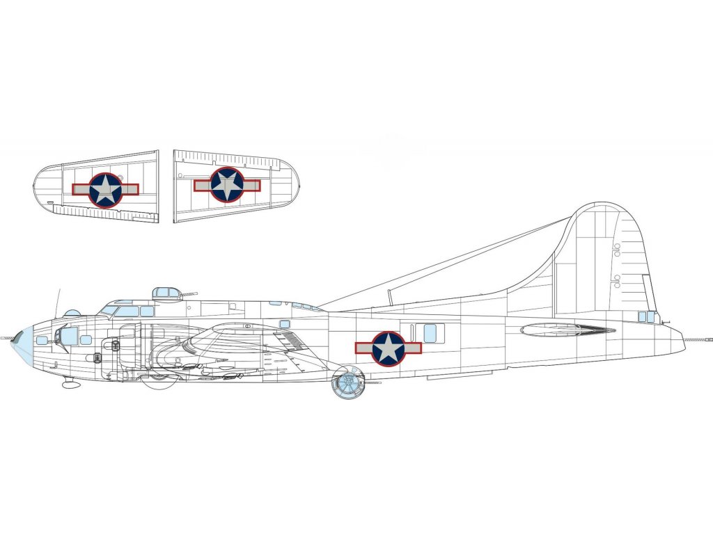 ED MASK 1/48 B-17F Flying Fortress US insignia w/ red outline