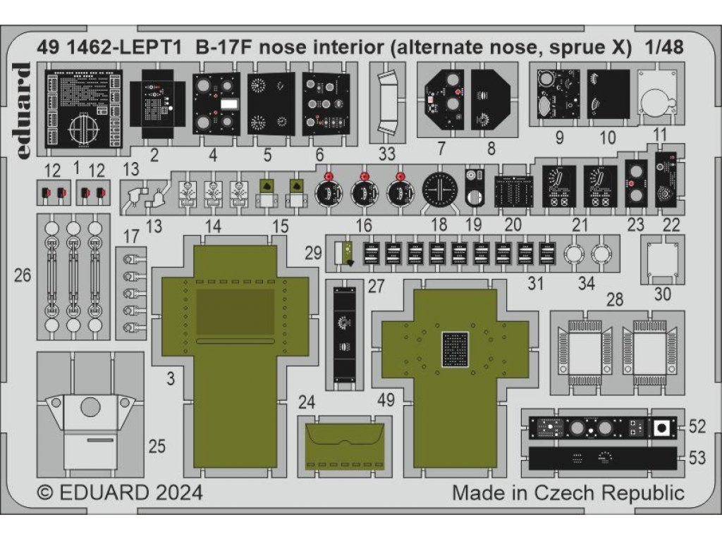 ED SET 1/48 B-17F Flying Fortress nose interior (alternate nose, sprue X)