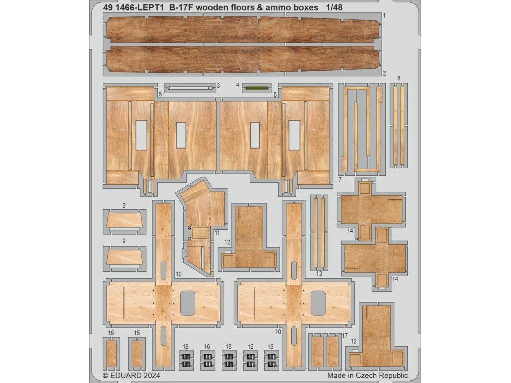 ED SET 1/48 B-17F Flying Fortress wooden floors & ammo boxes for EDU