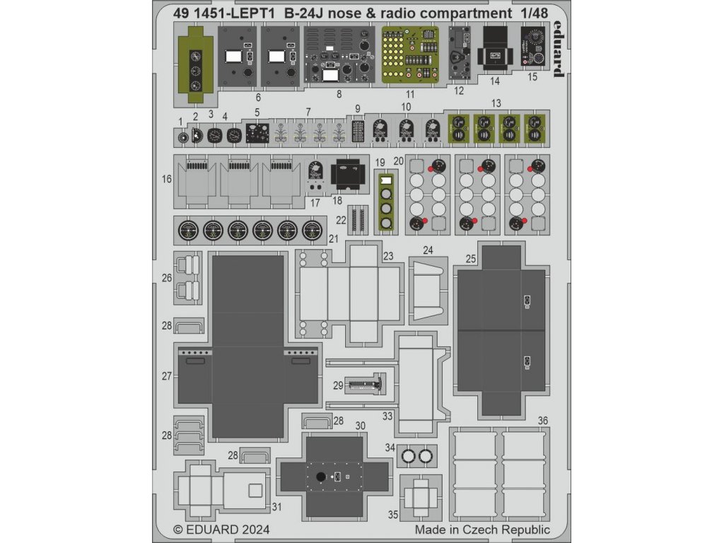 ED SET 1/48 B-24J Liberator nose & radio compartment for HBB
