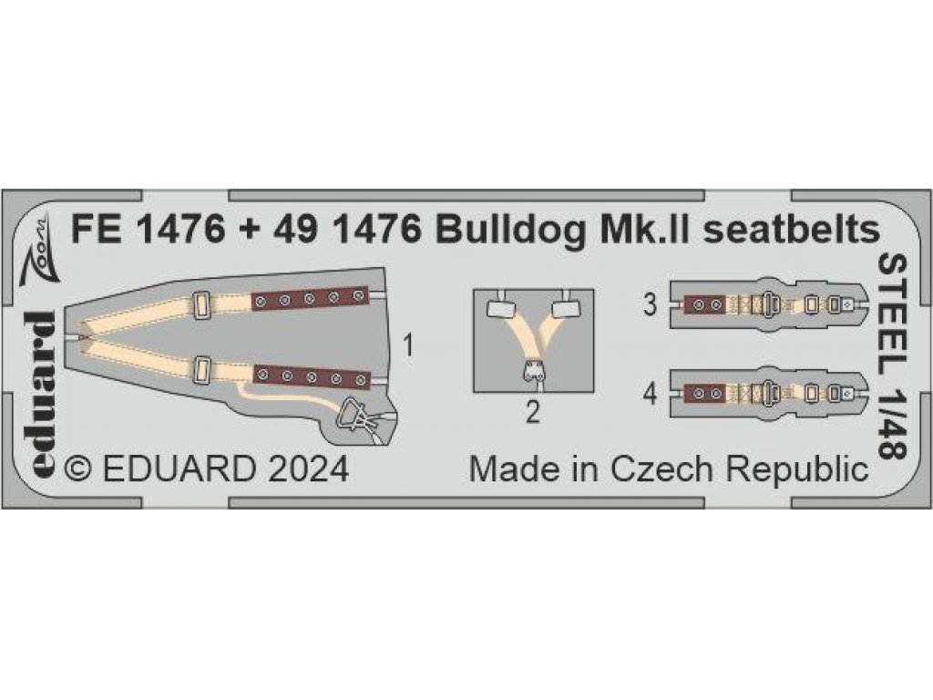 ED ZOOM 1/48 Bulldog Mk.II seatbelts STEEL for AIR