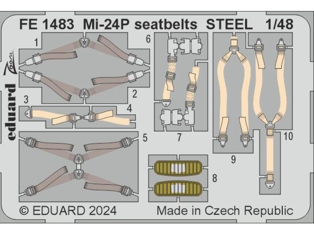 ED ZOOM 1/48 Mi-24P Hind seatbelts STEEL  for TRU