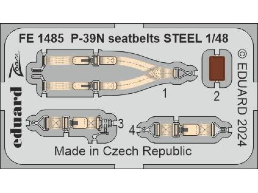 ED ZOOM 1/48 P-39N Airacobra seatbelts STEEL  for ARMA