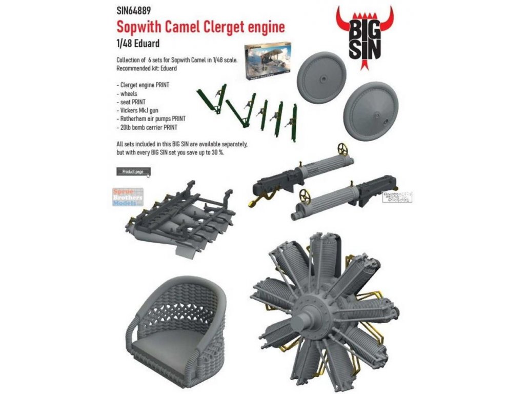 EDUARD BIGSIN 1/48 Sopwith Camel Clerget engine for EDU