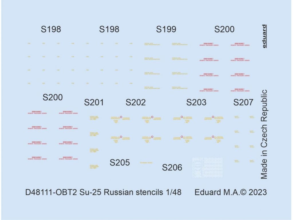 EDUARD DECALS 1/48 Decals Su-25 Frogfoot Russian stencils for ZVE