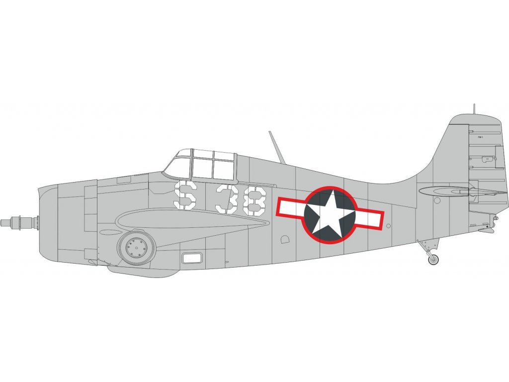 EDUARD MASK 1/48 FM-1 Wildcat US national insignia w/ red outline