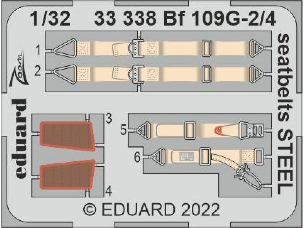EDUARD SET 1/32 Bf 109G-2/4 seatbelts STEEL for REV