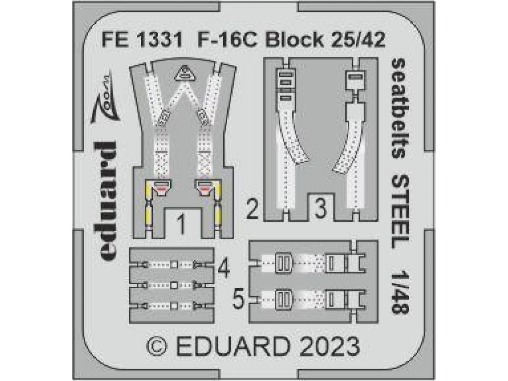 EDUARD ZOOM 1/48 F-16C Falcon Block 25/42 seatbelts STEEL for KIN