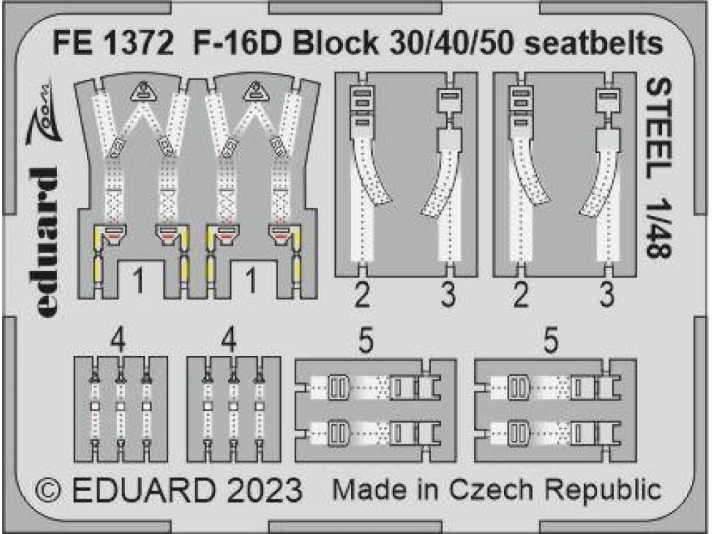 EDUARD ZOOM 1/48 F-16D Block 30/40/50 seatbelts STEEL for KIN