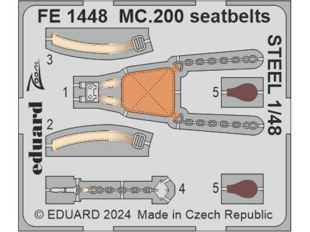 EDUARD ZOOM 1/48 MC.200 Saetta seatbelts STEEL for ITA