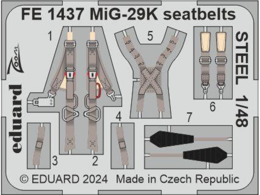 EDUARD ZOOM 1/48 MiG-29K Fulcrum seatbelts STEEL for HBB