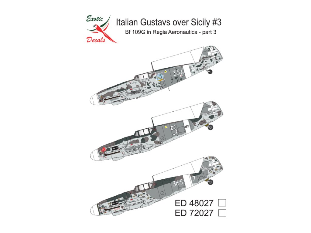 EXOTIC DECALS 1/48 48027 Italian Gustavs over Sicily #3 Bf 109G in Regia Aeronautica - Part 3