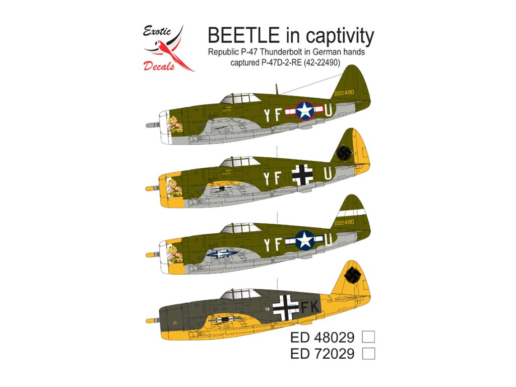 EXOTIC DECALS 1/48 48029 Beetle in Captivity Republic P-47 Thundebolt in German Hands