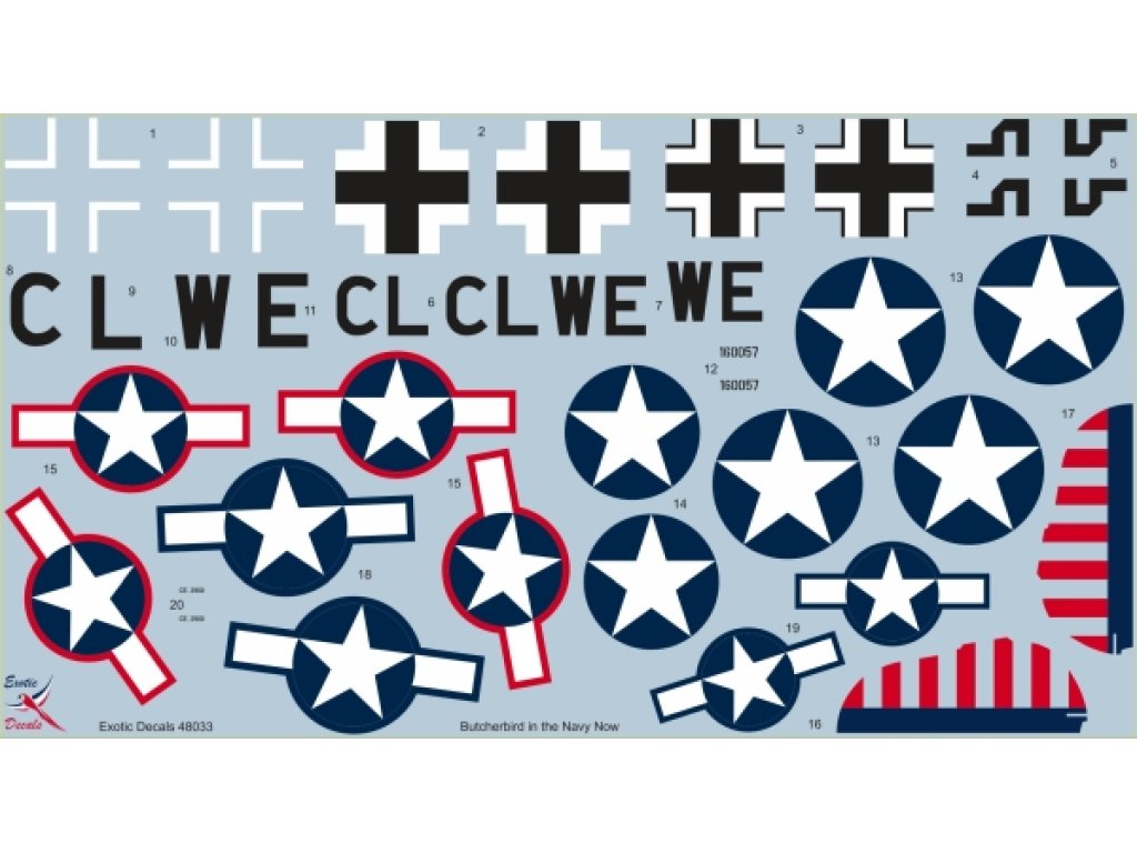 EXOTIC DECALS 1/48 48033 Butcherbird in the Navy Now Fw 190 G-3 W.Nr 160057 Tested by US Navy