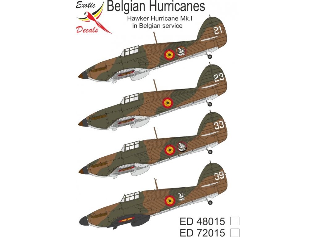 EXOTIC DECALS 1/48 Belgian Hurricanes