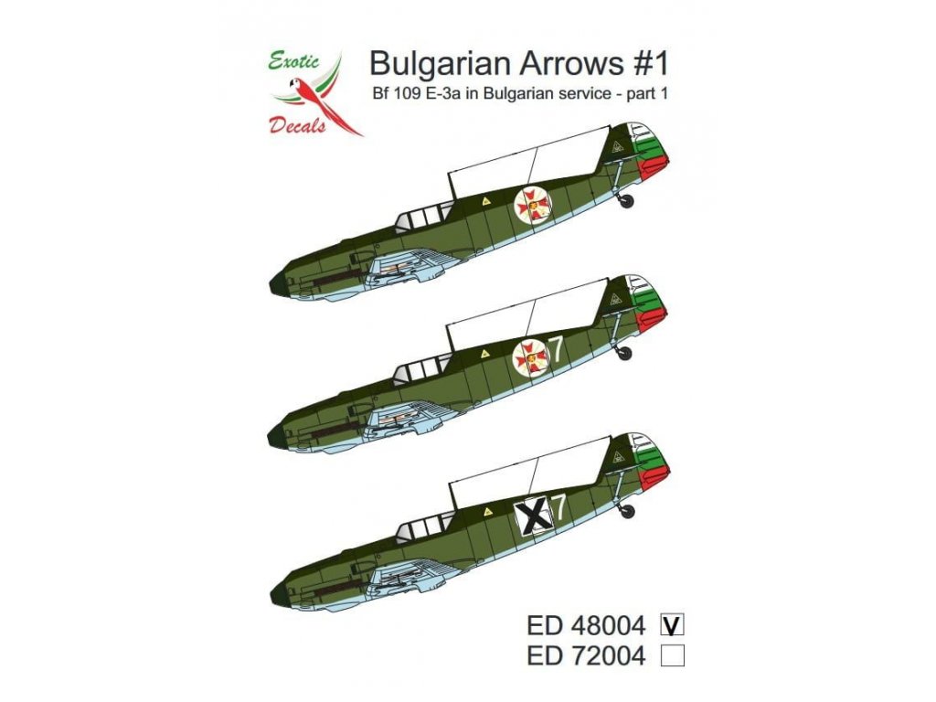 EXOTIC DECALS 1/48 Bulgarian Arrows #1 Bf-109 E-3a in Bulgarian service