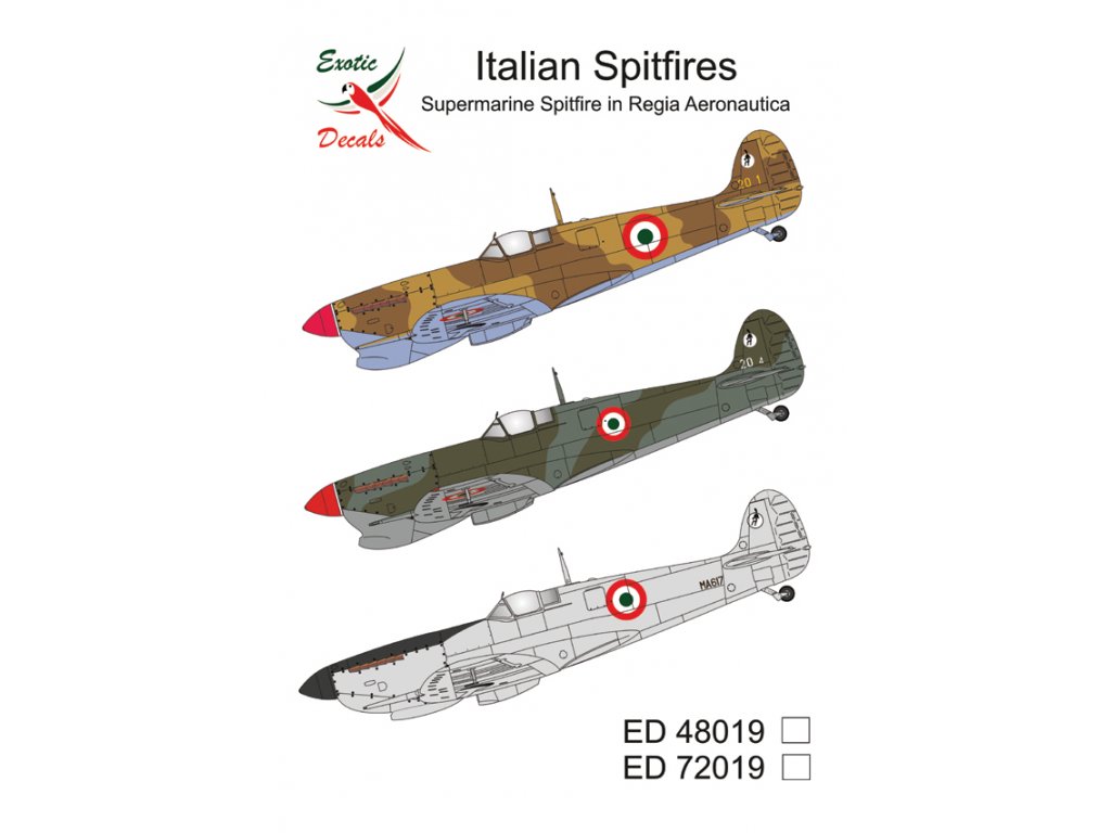 EXOTIC DECALS 1/48 Italian Spitfires Supermarine Spitfire in Regia Aeronautica