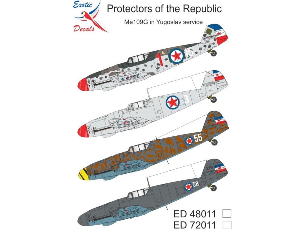 EXOTIC DECALS 1/48 Protectors of the Republic ME 109G in Yugoslav Service