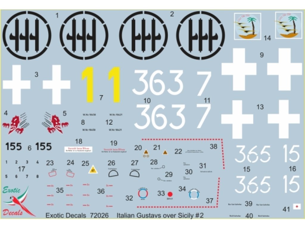 EXOTIC DECALS 1/72 72026 Italian Gustavs over Sicily #2 Bf 109G in Regia Aeronautica - Part 2