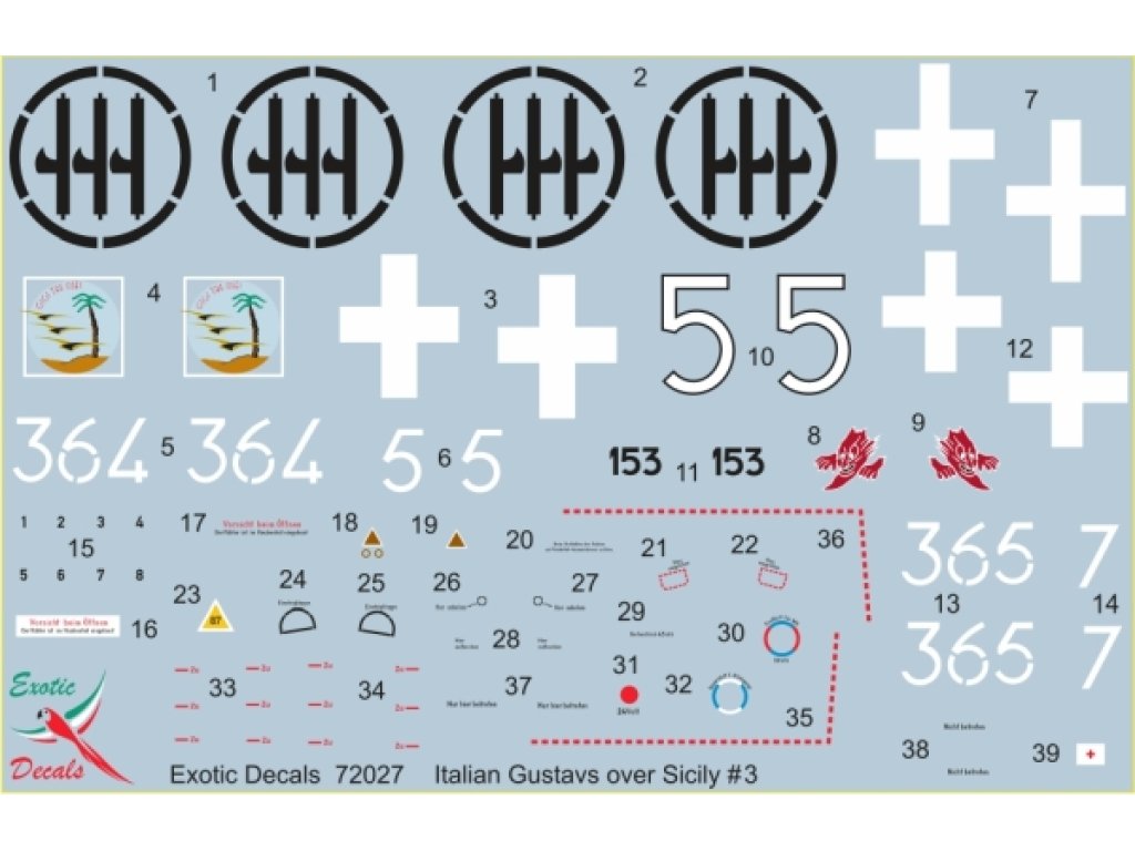 EXOTIC DECALS 1/72 72027 Italian Gustavs over Sicily #3 Bf 109G in Regia Aeronautica - Part 3