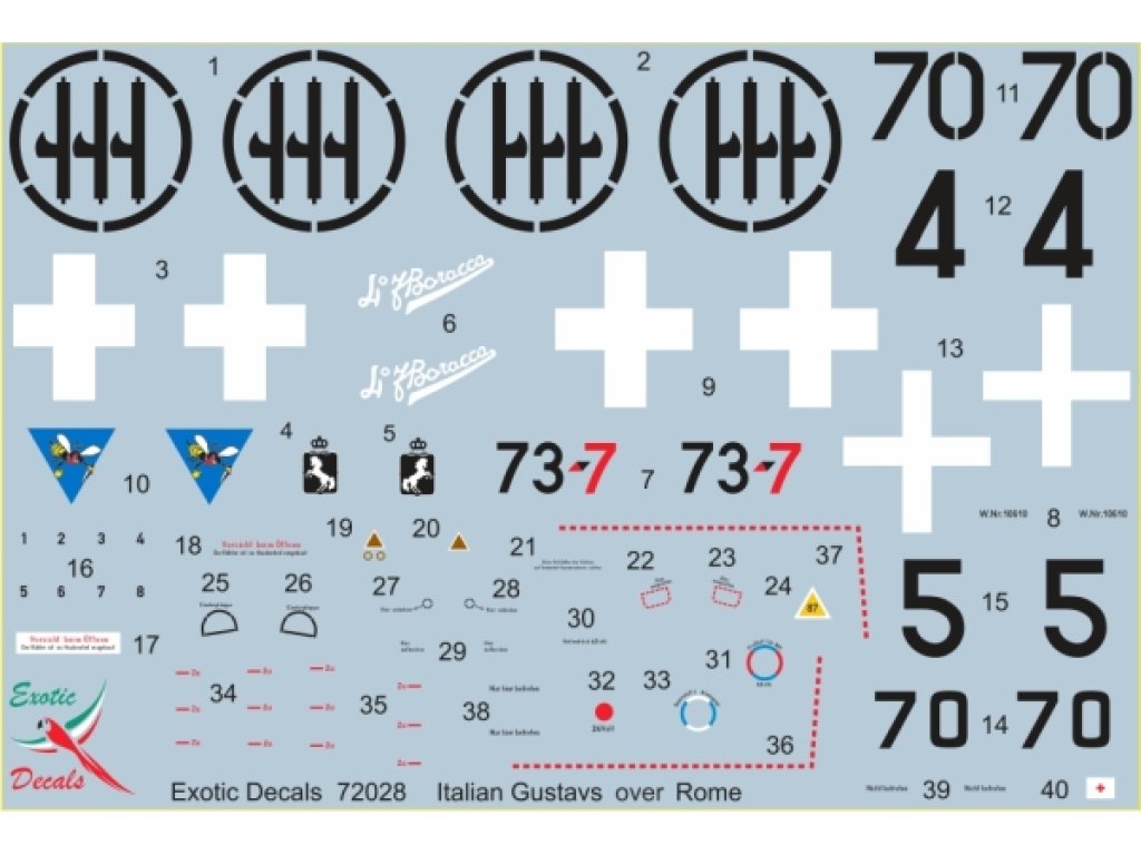 EXOTIC DECALS 1/72 72028 Italian Gustavs over Rome Bf 109G in Regia Aeronautica - Part 4