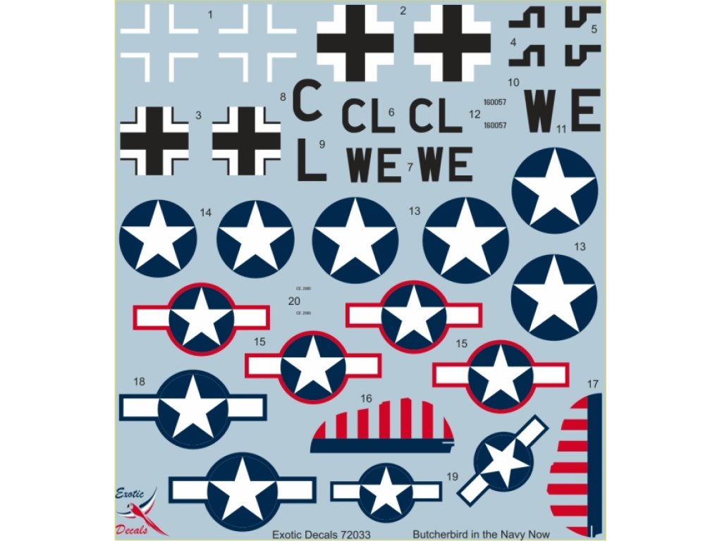 EXOTIC DECALS 1/72 72033 Butcherbird in the Navy Now Fw 190 G-3 W.Nr 160057 Tested by US Navy