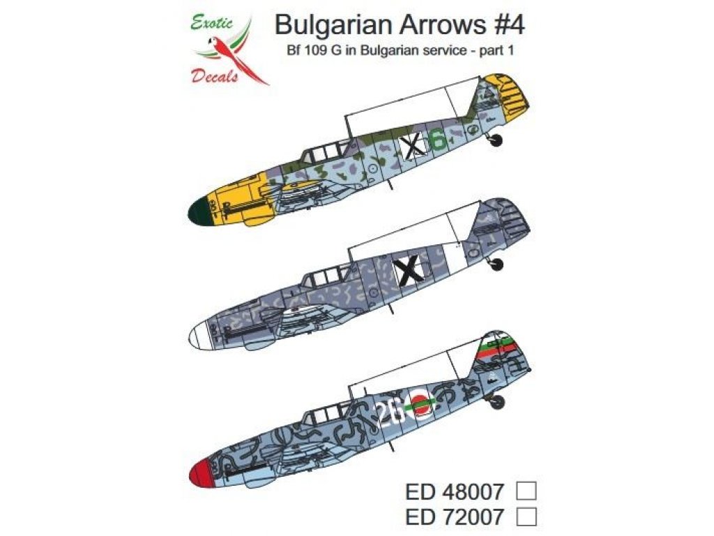 EXOTIC DECALS 1/72 Bulgarian Arrows#4 Bf-109 G in Bulgarian service
