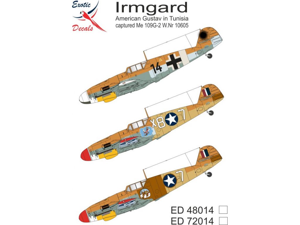 EXOTIC DECALS 1/72 Irmgard - American Gustav in Tunisia