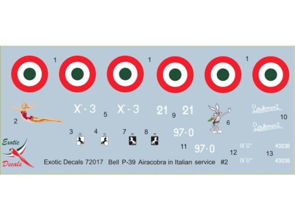 EXOTIC DECALS 1/72 Italian Cobras #2 Bell P-39 in Regia Aeronautica - Part 2