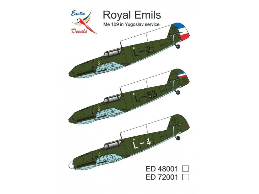 EXOTIC DECALS 1/72 Royal Emils - Me 109 in Yugoslav service