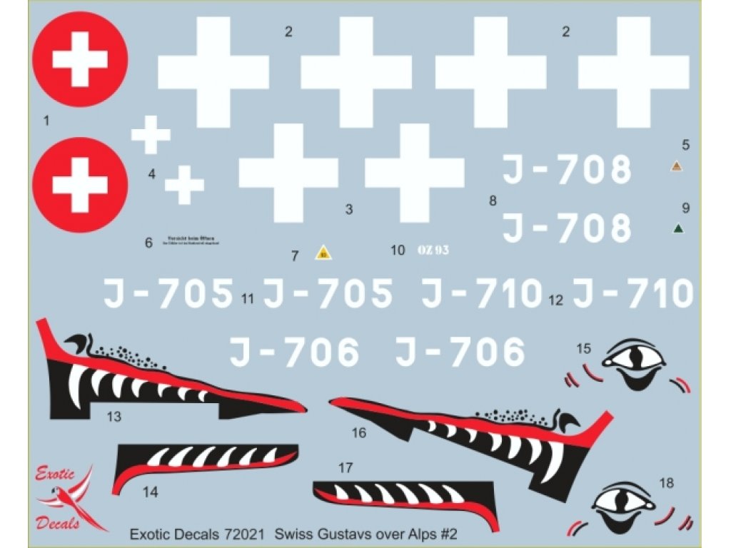 EXOTIC DECALS 1/72 Swiss Gustavs over Alps #2 Me 109G-6 in Swiss Air Force - Part 2