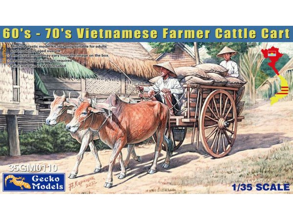 GECKO 35GM0110 1/35 60'-70's Vietnamese Farmer Cattle Set