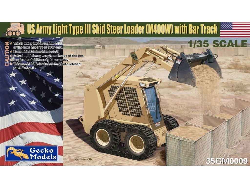 GECKO MODEL 1/35 US Army Light Type III Skid Steer Loader (M400W) with Bar Track