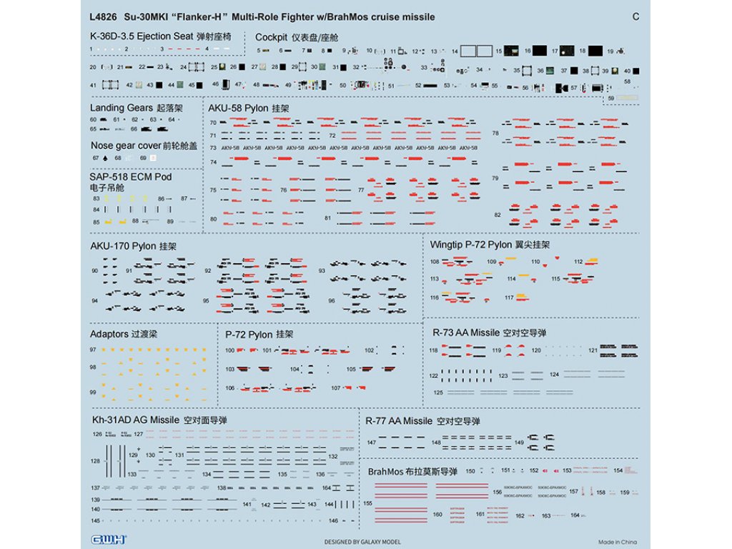 GWH 1/48 Su-30MKI Flanker-H Multi-Role Fighter w/BrahMos Cruise Missile