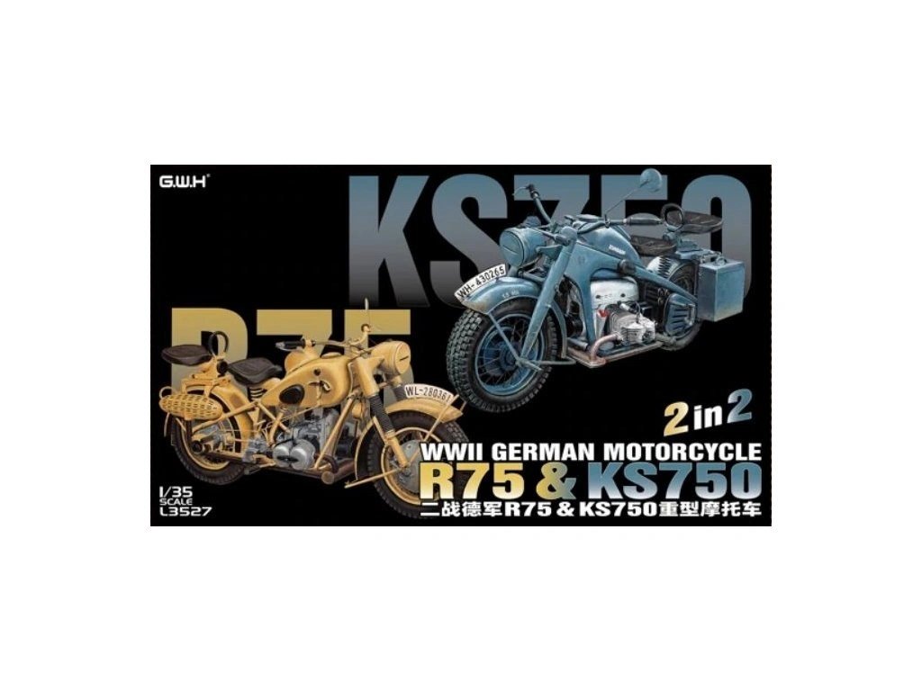 GWH L3527 1/35 WWII German Motorcycle R75 & KS750 2 in 2