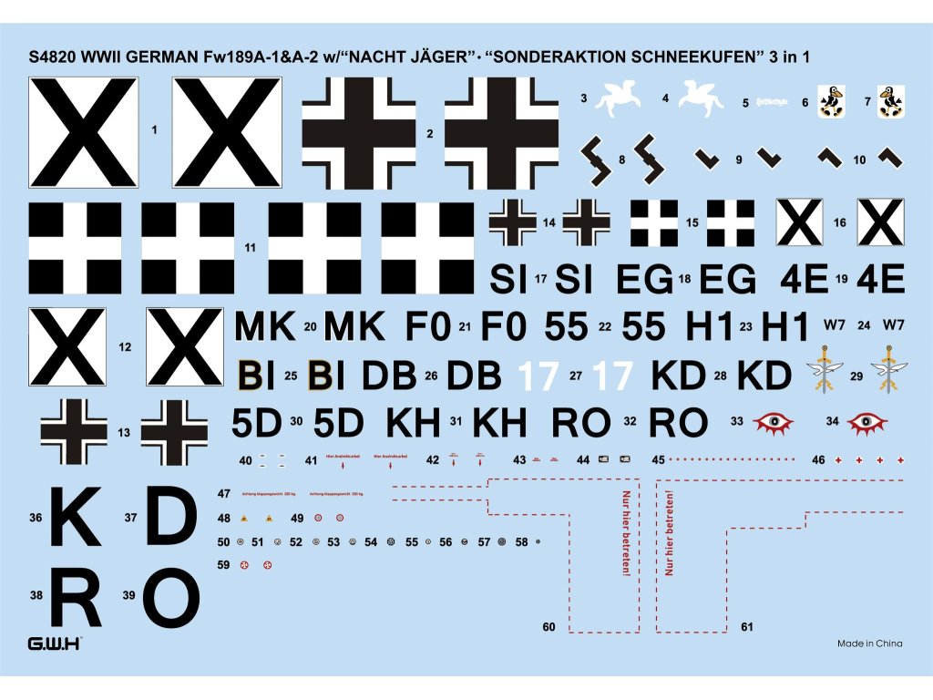 GWH S4820 1/48 Fw 189 A-1 & A-2 w/ "Nachtjager"