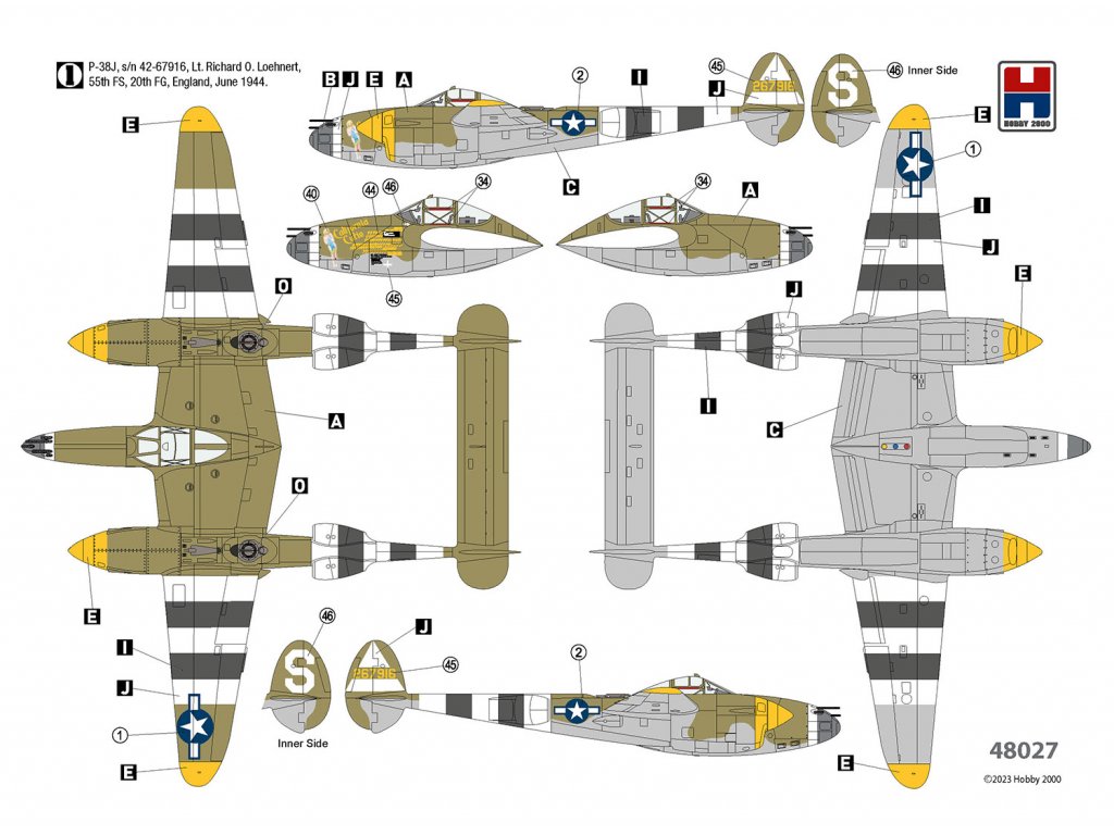 H2000 1/48 P-38J Lightning ETO 1944