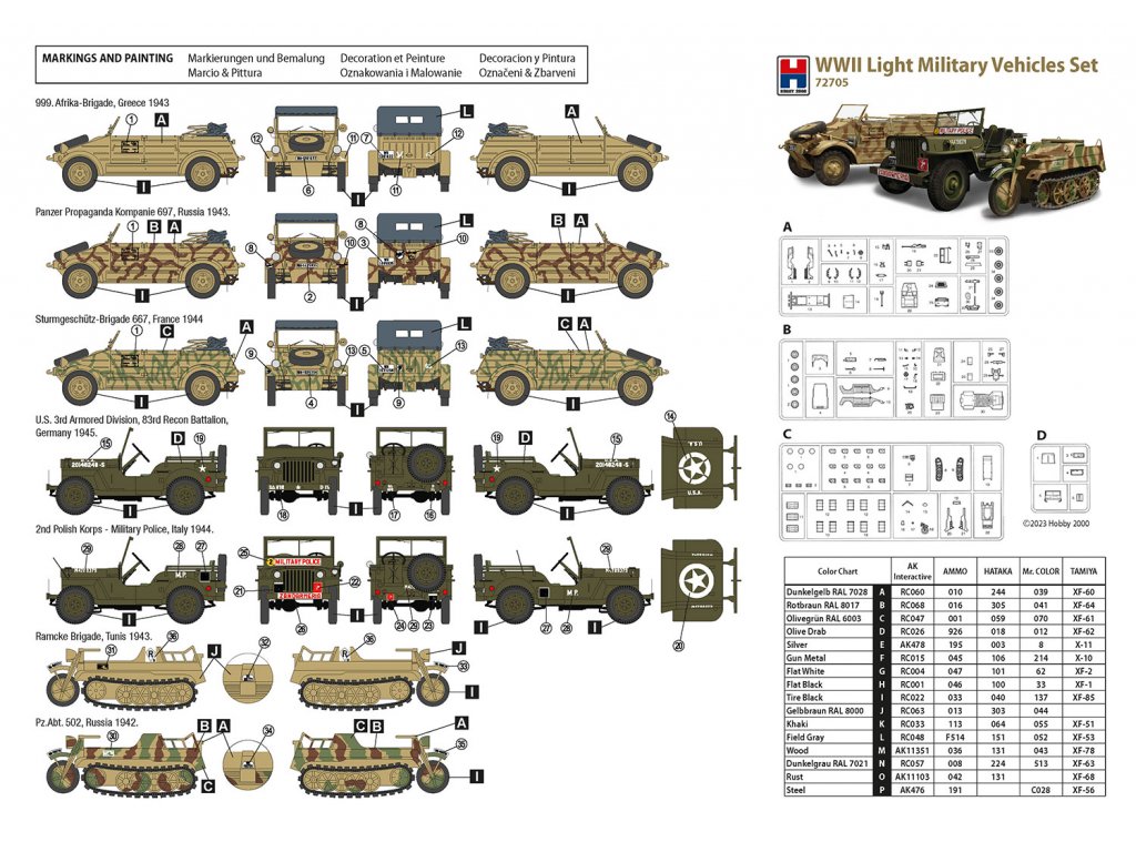 H2000 1/72 WWII Light Military Vehicles Set
