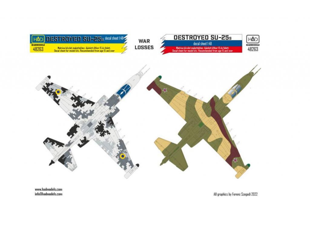 HAD DECALS 1/48 Decal Destroyed Su-25s 'WAR LOSSES'