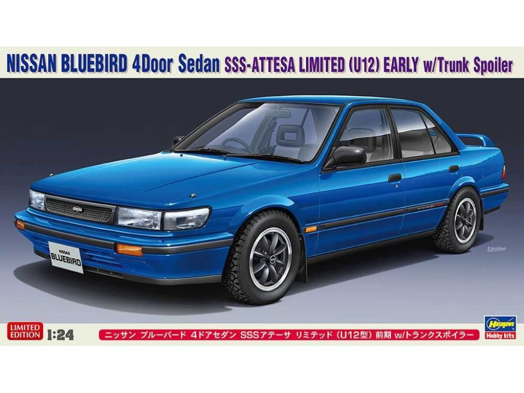 HASEGAWA 1/24 Nissan Bluebird 4Door Sedan SSS-Attesa Limited (U12) Early w/Trunk Spoiler