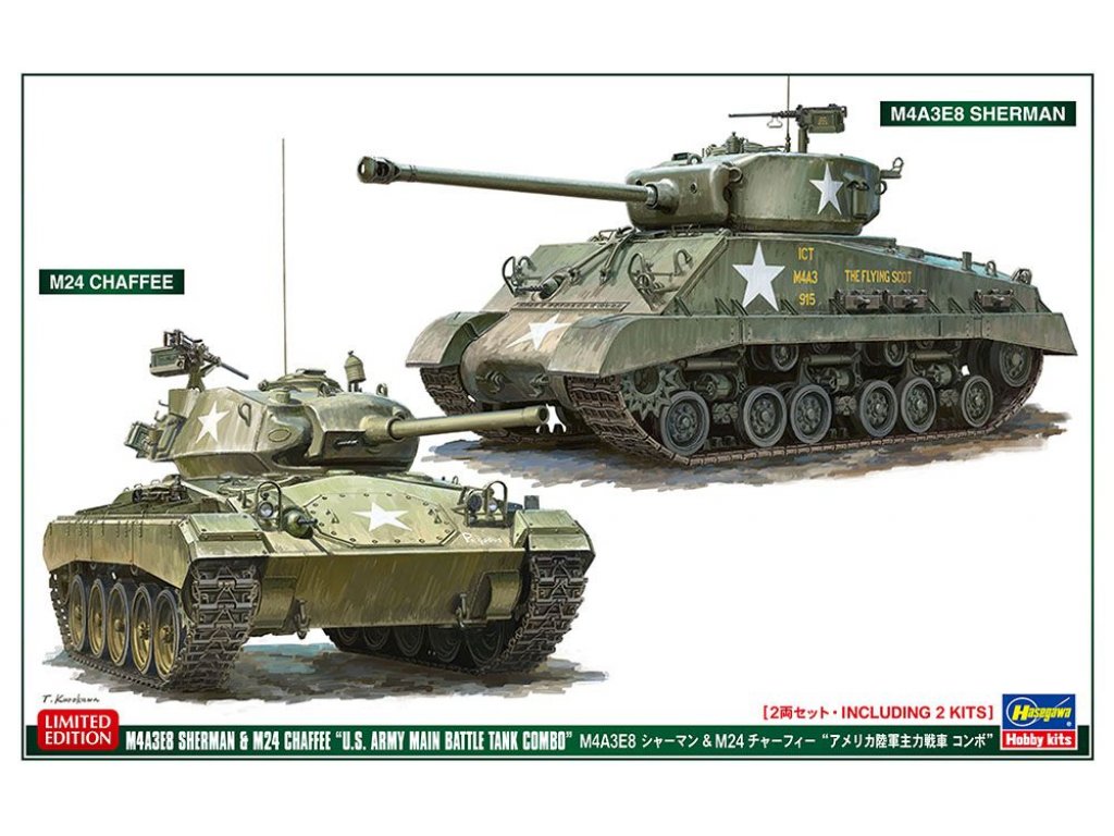 HASEGAWA 1/72 M4A3E8 Sherman & M24 Chaffee "U.S. Army Main Battle Tank Combo"