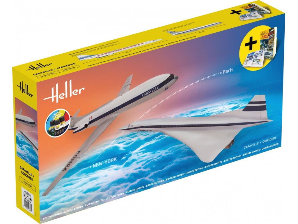 HELLER 1/100 Starter Set Caravelle + Concorde