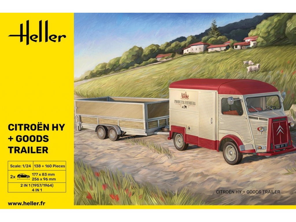 HELLER 1/24 50331 Citroen HY + Goods Trailer