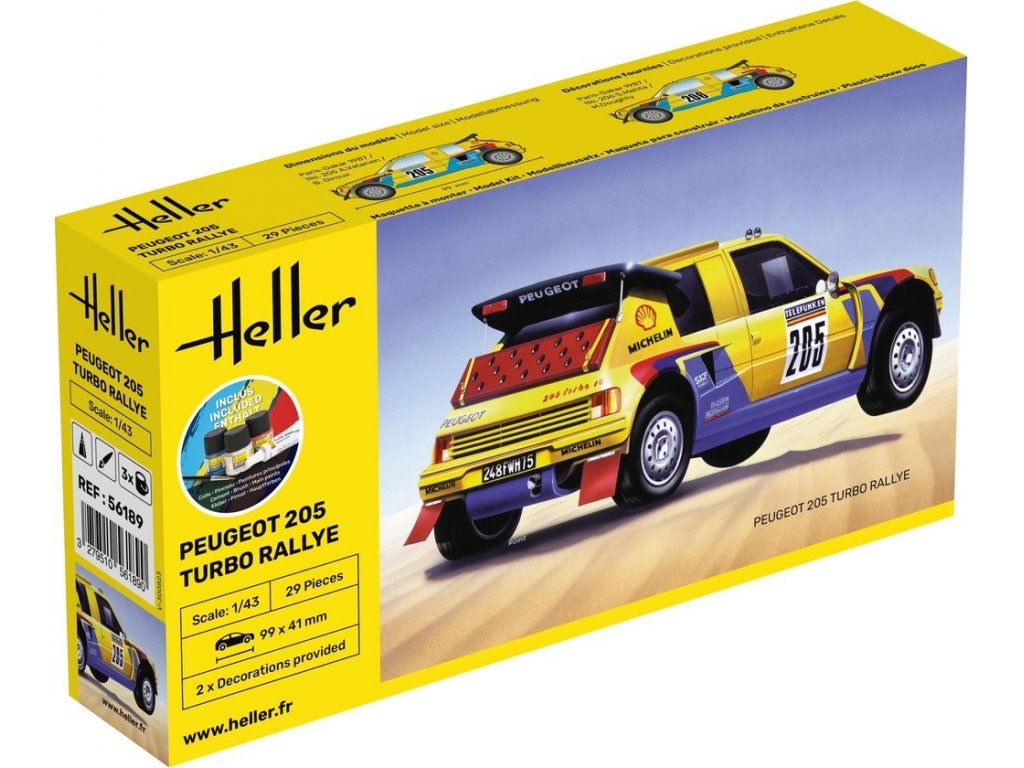 HELLER 1/43 Starter Kit Peugeot 205 Turbo Rally