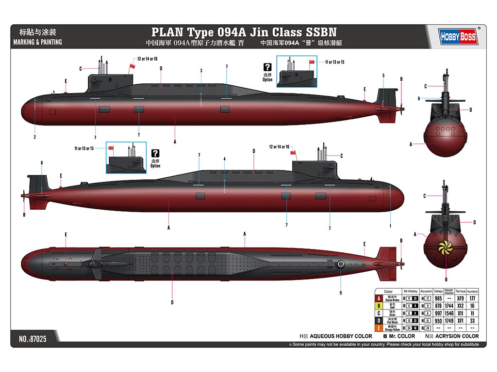 HOBBYBOSS 1/700 PLAN Type 094A Jin Class SSBN