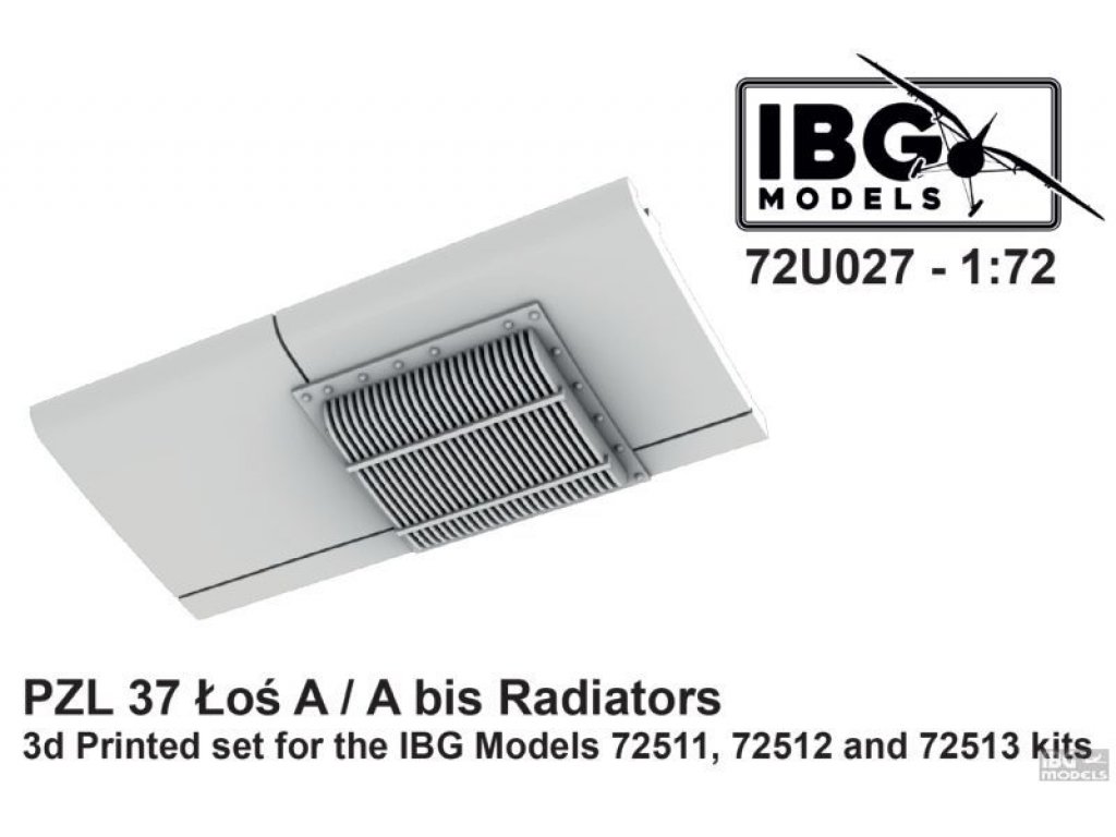 IBG 1/72 72U027 PZL 37 Łoś A / A bis Radiators 3D Printed Set for IBG 72511, 12, 13 Kits