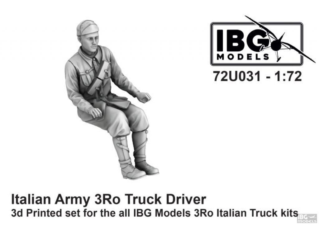 IBG 1/72 72U031 Italian Army 3Ro Truck Driver 3D Printed Set for all IBG 3Ro Italian Truck Kits