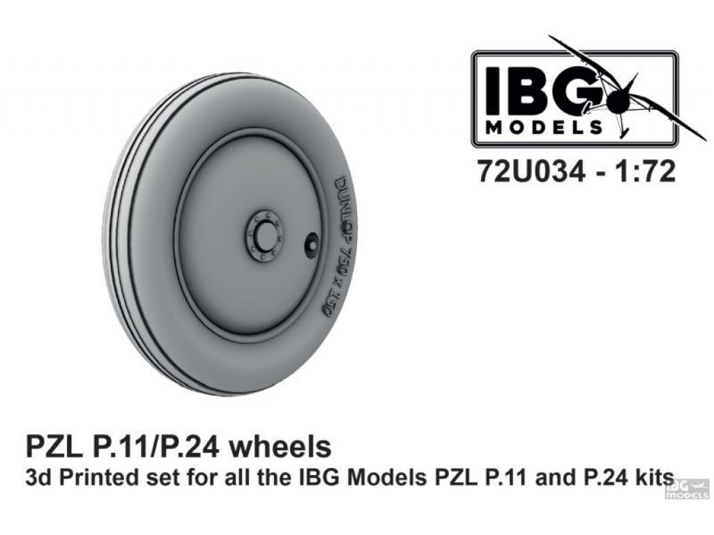 IBG 1/72 72U034 PZL P.11/P.24 Wheels 3D Printed Set for all IBG PZL P.11 and P.24 Kits