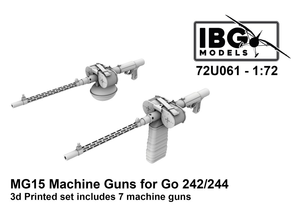 IBG 72U061 1/72 MG15 Machine Guns for Go 242/244 3D Printed Set (7 Machine Guns)