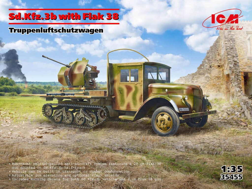 ICM 1/35 35455 Sd.Kfz.3b with Flak 38 Truppenluftschutzwagen